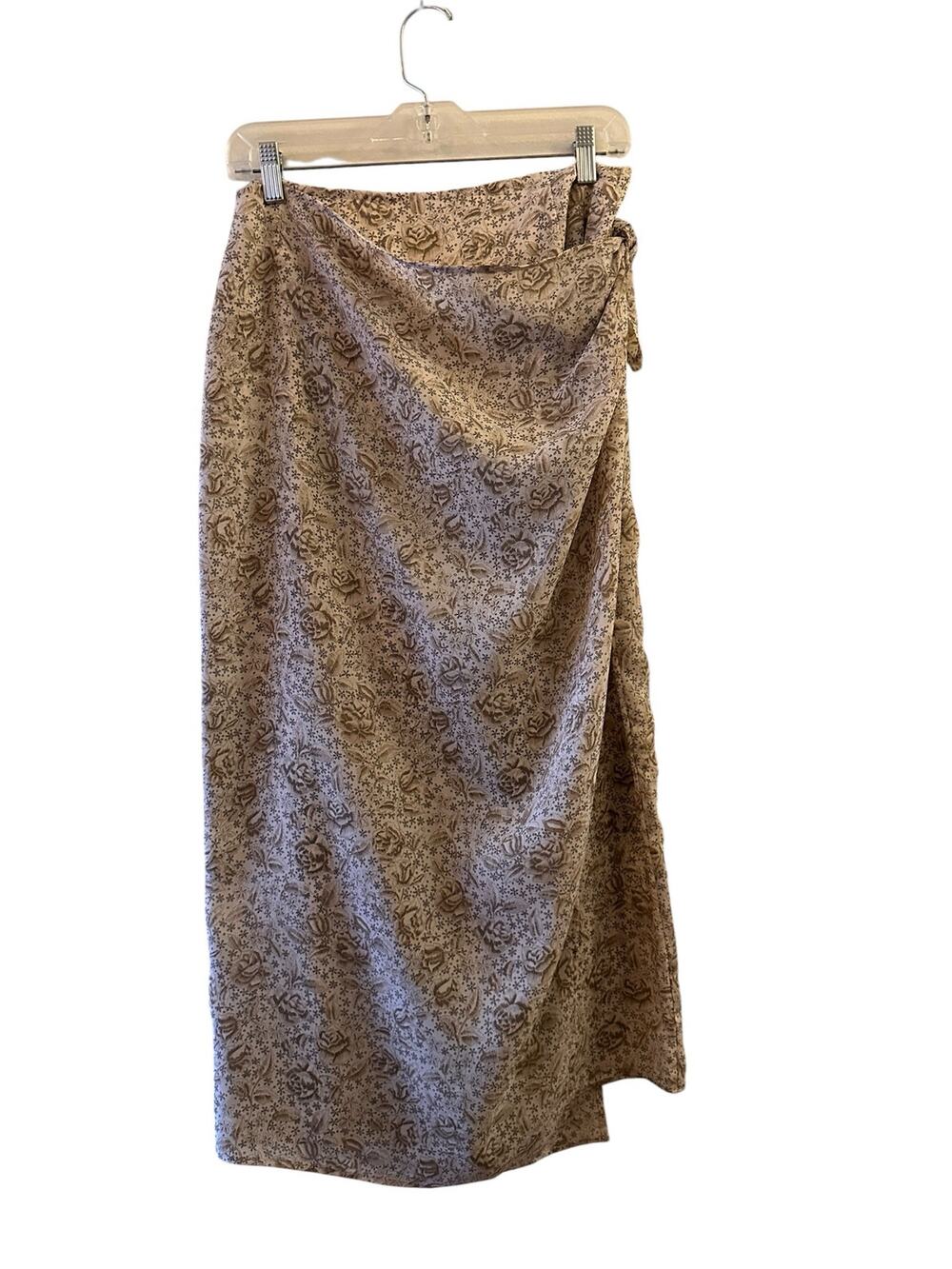 Patricia Jones USA Beige Floral Long Boho Maxi Skirt Women Sz 10